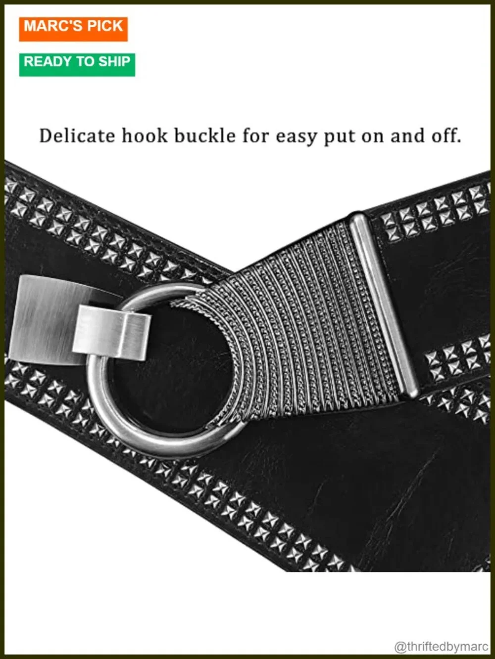 Wide Elastic Studded Punk Belt for 80s Retro Dresses